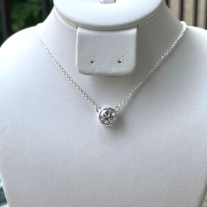 Solitaire CZ Necklace, Sterling Silver Cubic Zirconia, Layered Necklace, Minimalist Necklace, Diamond Necklace, Gift for Mom, Christmas Gift