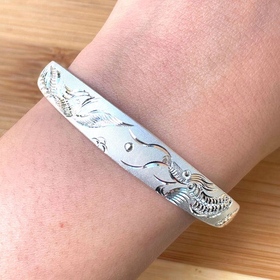 Solid Silver Bangle Bracelet Women, 999 Silver Jewelry, Adjustable Bracelet,  Chunky Silver Bangle, Birthday Gift, Christmas Gift, Push Pull 