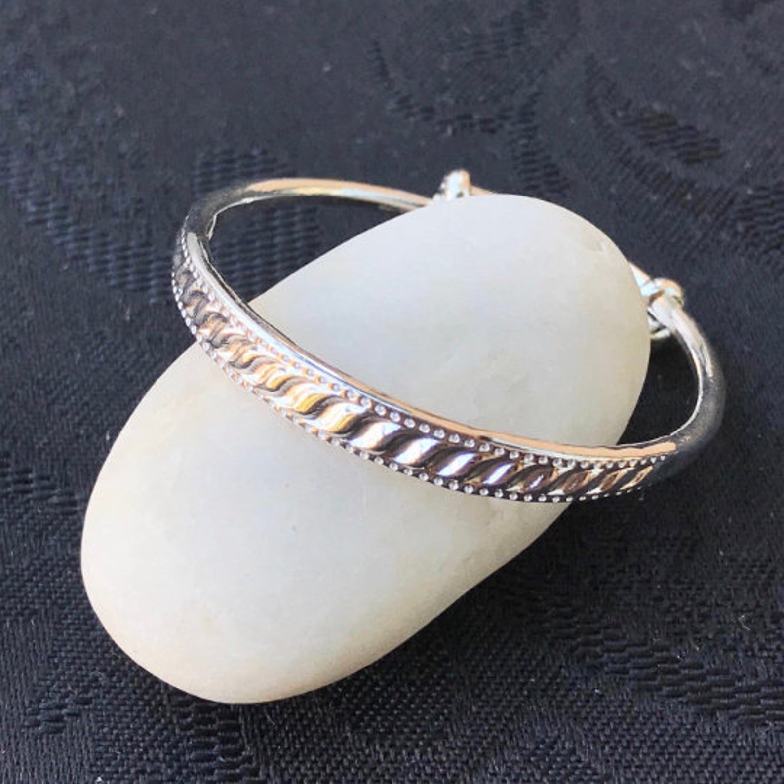 Silver Baby Bangle Bracelet Adjustable Bracelet Baby Girl Etsy UK