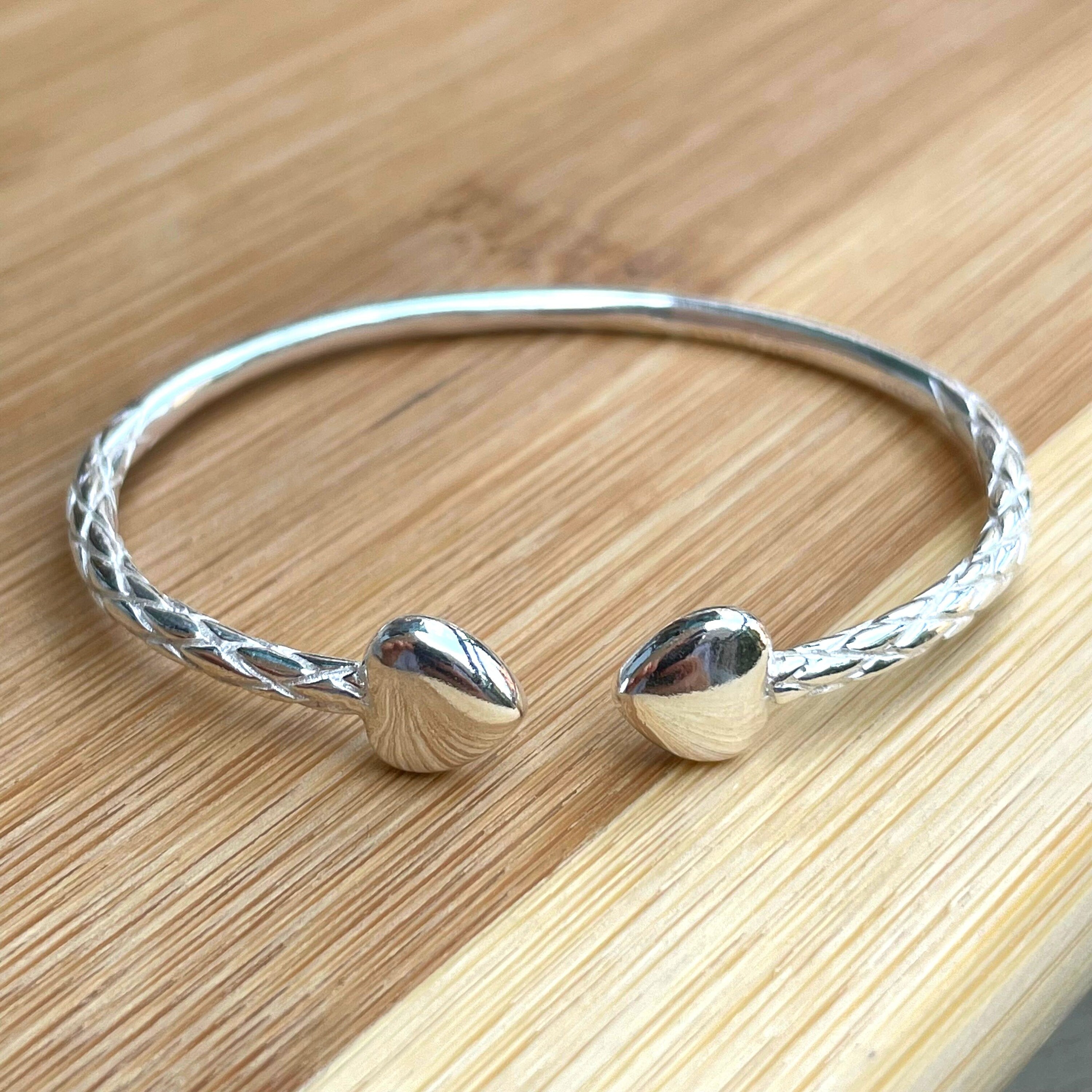 Heart Cuff Bracelet Sterling Silver West Indian Bangle Etsy
