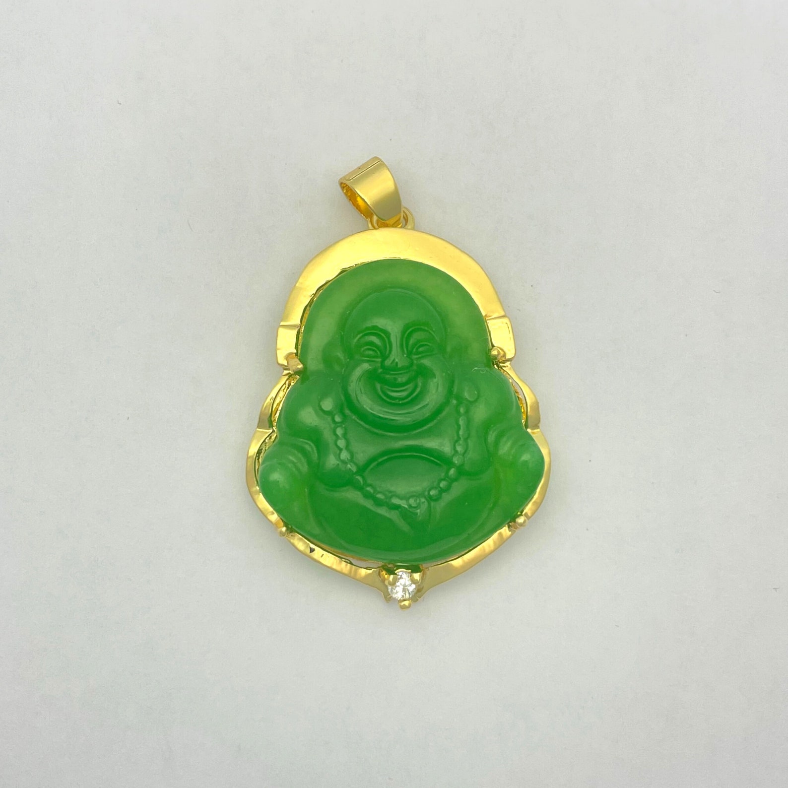 Jade Buddha Pendant Gold Buddha Charm Gold Plated Layered Etsy