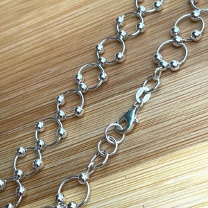 Sterling Silver Anklet Bracelet for Women, Chain Anklet, Adjustable Anklet, Floating Beads, Boho Anklet, Hippy Anklet, Beach Jewelry, Dainty