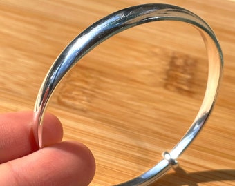 Pure Silver Adjustable Bracelet, 999 Silver Bangle, Solid Silver Bangle Bracelet Women, Mother's Day Gift, Stackable Bangle, Plain Bangle