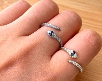 Gold Snake Ring Serpent Ring, Cubic Zirconia Ring, Snake Wrap Ring, Stackable Ring, Minimalist Ring, Dainty Ring, Sterling Silver Ring