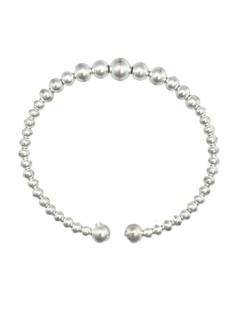 Sterling Silver Beads Bracelet Silver Baby Bangle Open Cuff Etsy