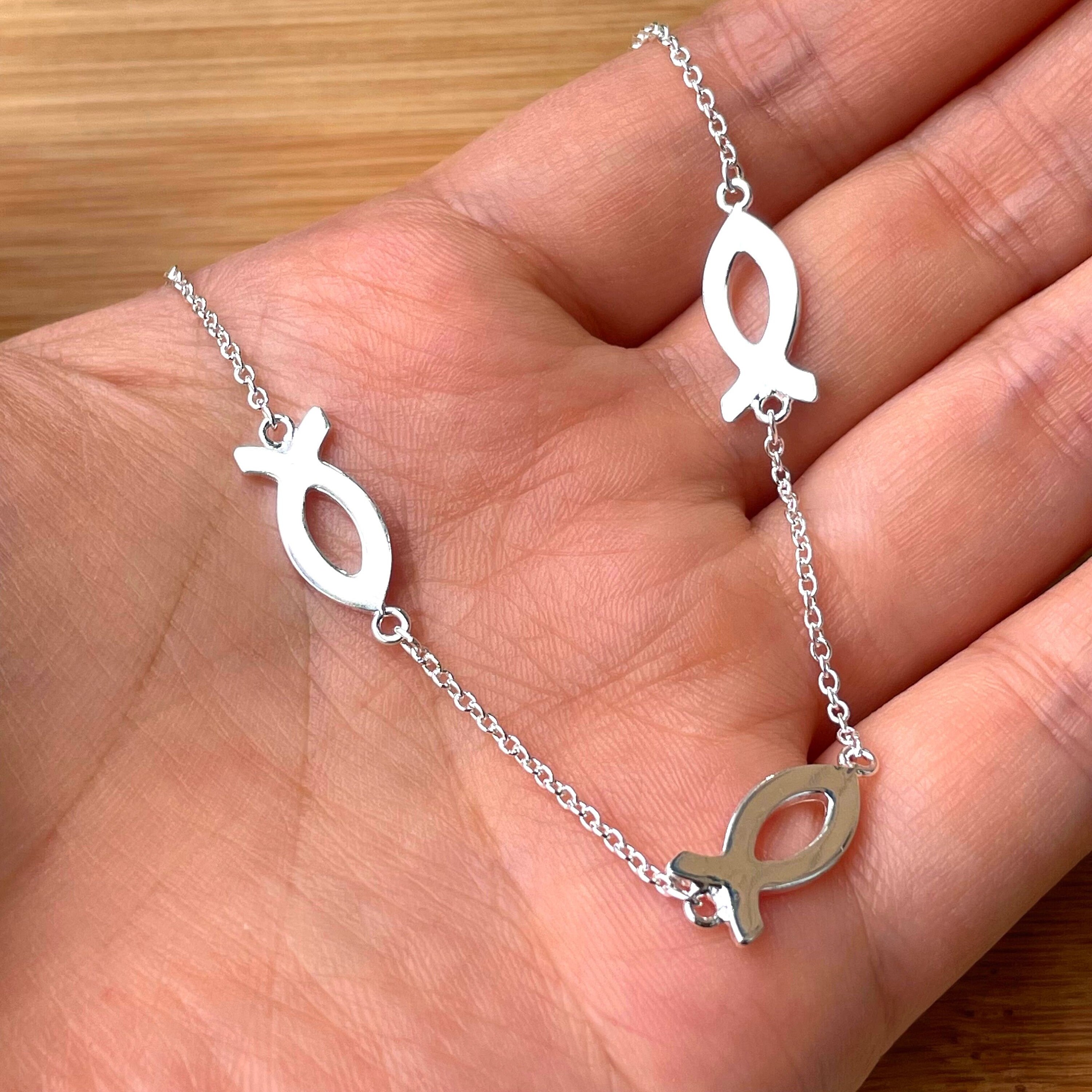 Sterling Silver Fish Bracelet Christian Fish Bracelet 7.5 Etsy UK