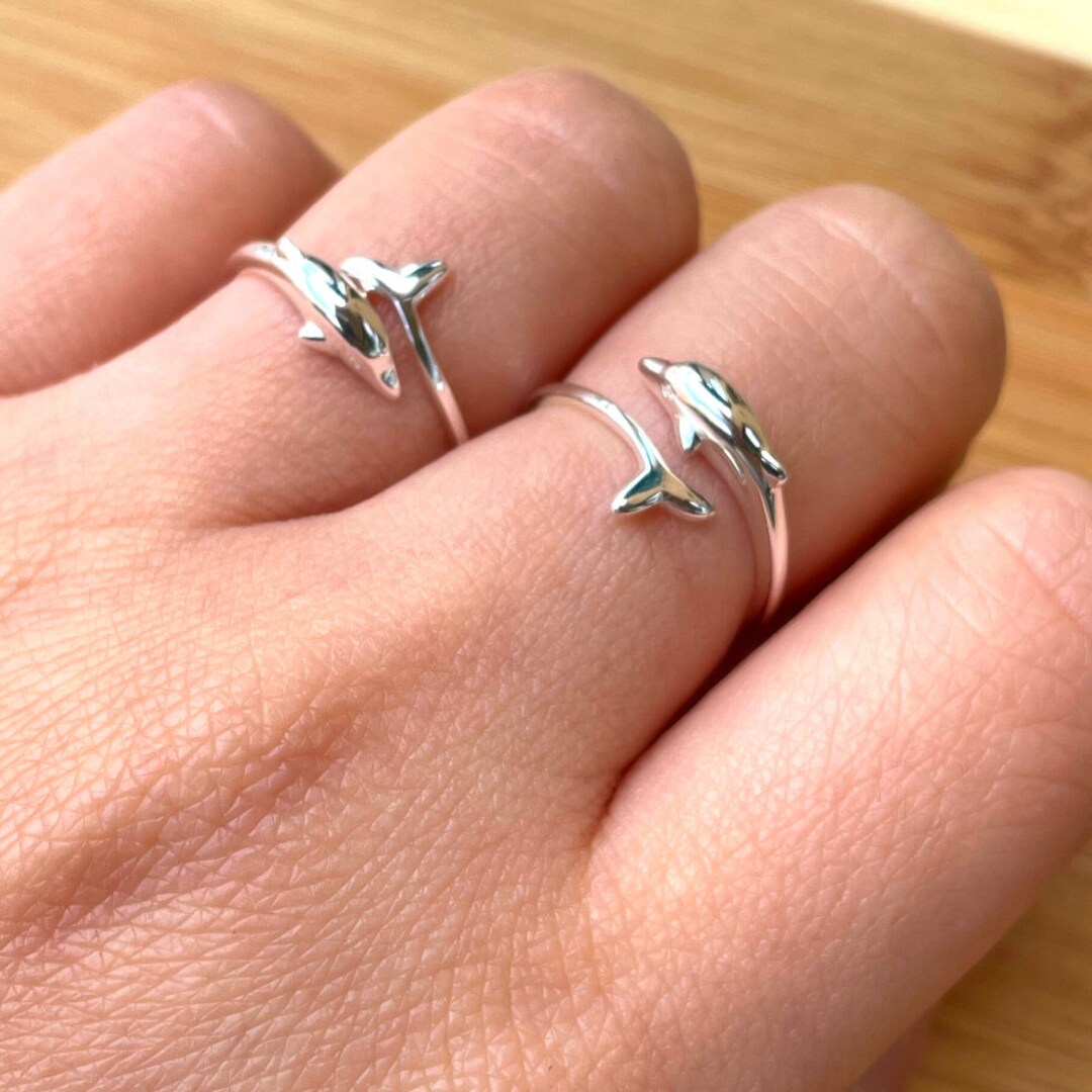Gold Dolphin Ring, Dolphin Ring Sterling Silver, Animal Jewel