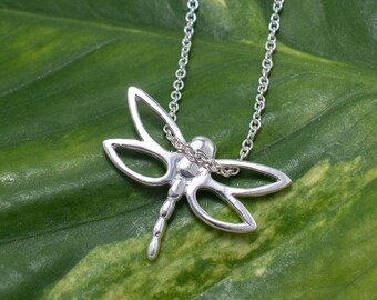 Sterling Silver Dragonfly Necklace, Animal Necklace, Nature Jewelry, Gardening Dragonfly, Summer Necklace, Dragonfly Jewelry, Birthday Gift