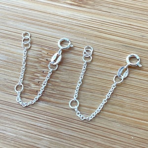 2pcs Sterling Silver Extension Chain, Necklace Extender 2 inch, Adjustable Chain, for Necklace, for bracelet, Attachable Chain, Spring Clasp