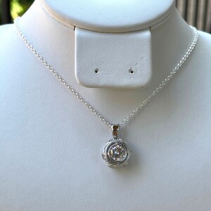 Sterling Silver Cubic Zirconia Pendant Necklace, Diamond Charm Necklace, Everyday Necklace, Cubic Zirconia, Wedding Necklace, Bridal Charm