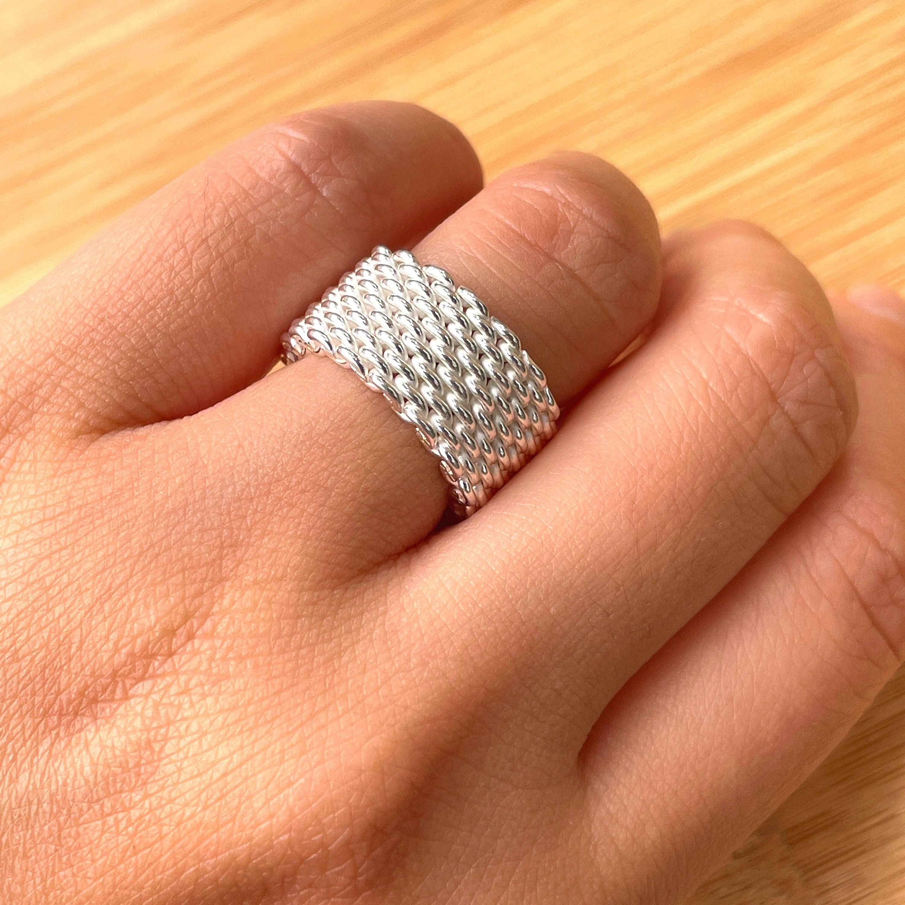 #EVERYTHING 75%OFF#  925 Sterling Silver 9mm wide Flexible Mesh Band Ring H022 