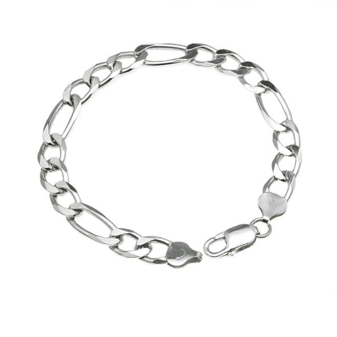 Thick Figaro Chain Bracelet Chunky Bracelet Men 925 SOLID Etsy