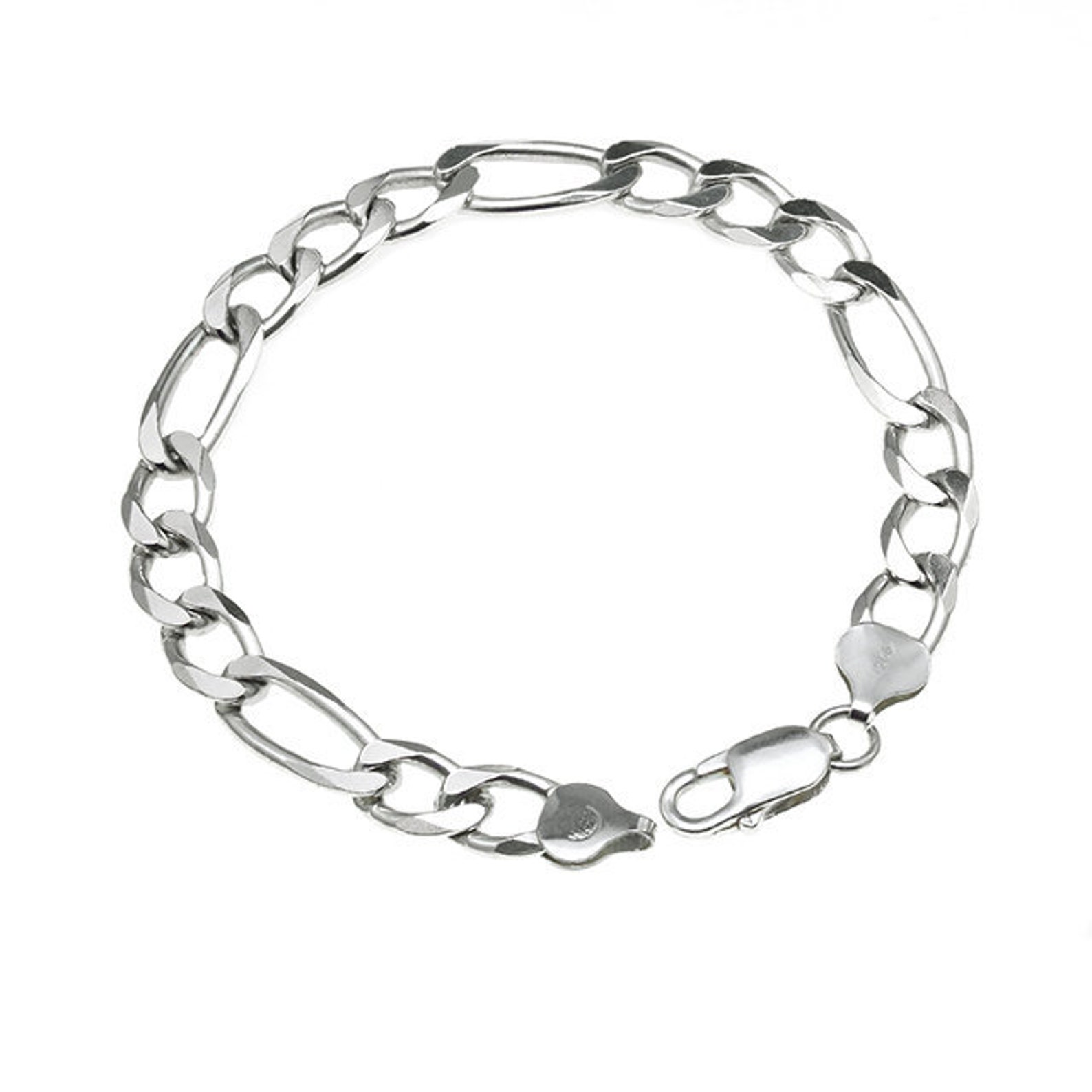 Solid Silver Figaro Men's Bracelet Silver Unisex Link | Etsy