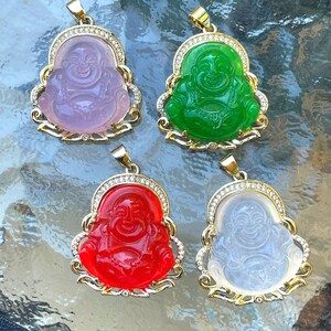 Gold Buddha Pendant, Laughing Buddha, Buddha Charm, Buddhism Necklace, Religious Jewel, Jewelry Making, Statement Necklace, Stocking Stuffer