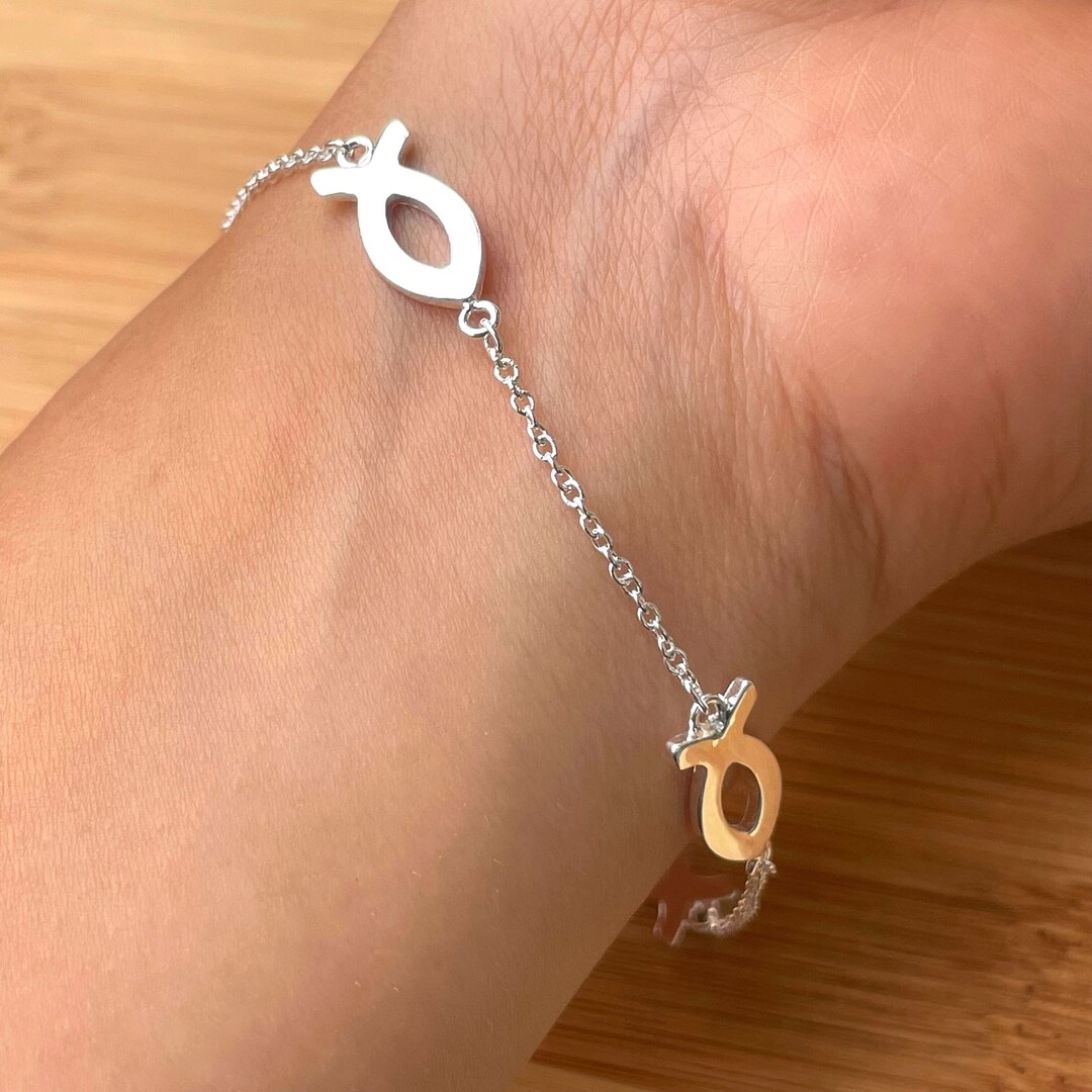 Sterling Silver Fish Bracelet Christian Fish Bracelet 7.5 Etsy UK