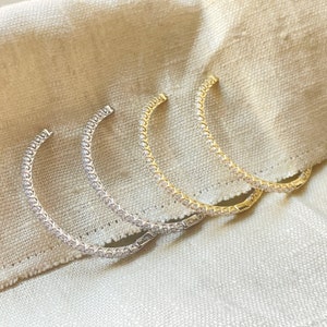 CZ Diamond Hoop Earrings Gold, Large Hoop Earrings for Women, 14k Yellow Gold Over 925 Silver, Inside Out Diamond CZ, Girl Huggie Earrings