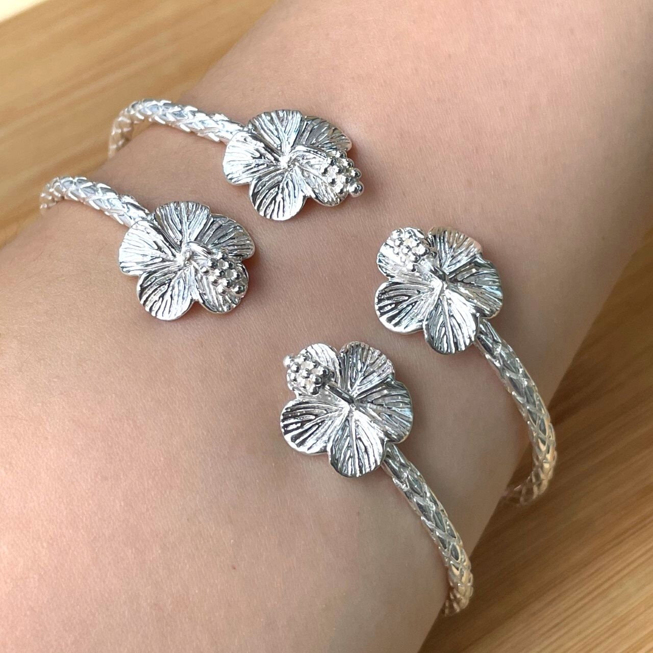 West Indian Sterling Silver Bangle Bracelet for Women