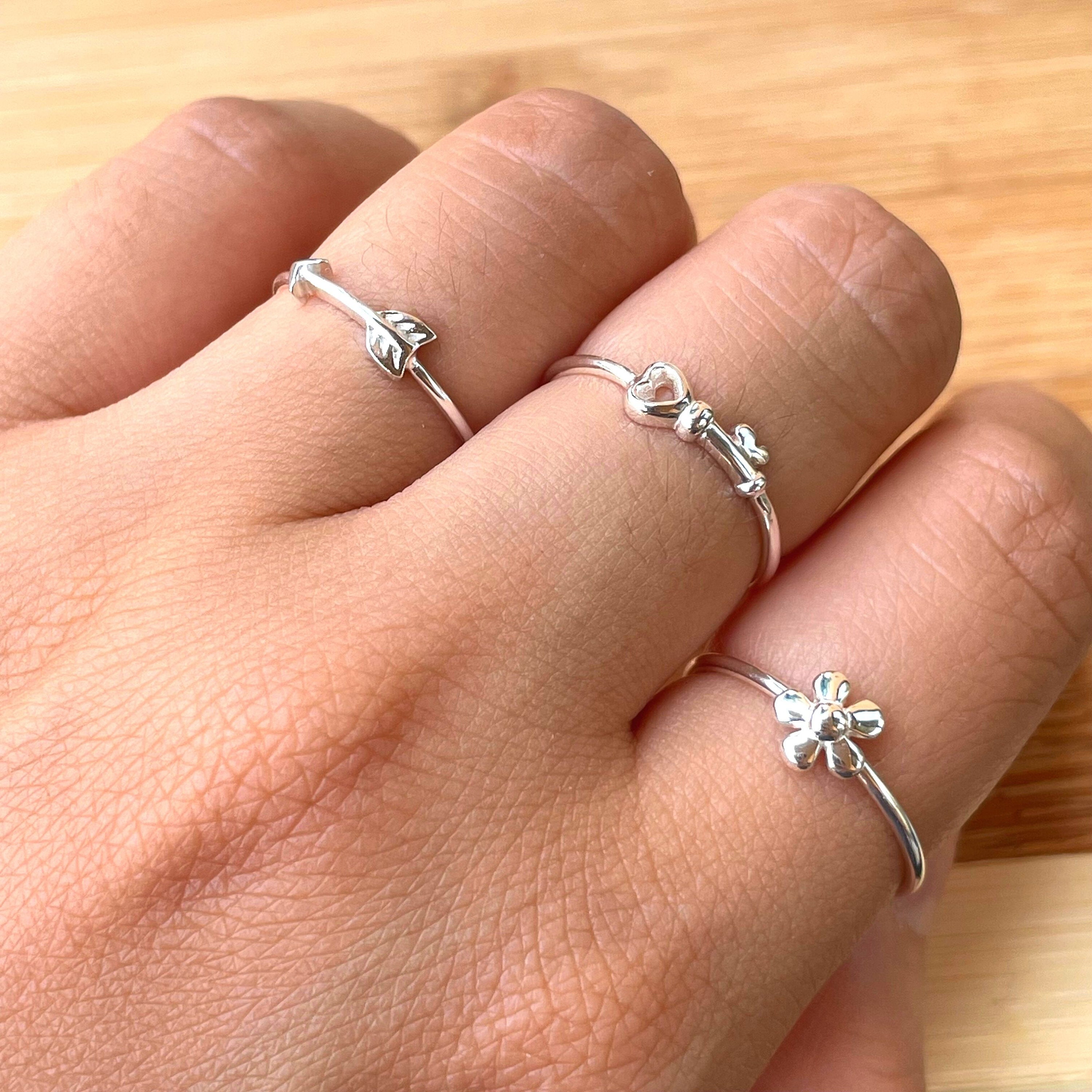 Dainty Key Ring, Sterling Silver Key Ring, Stackable Ring