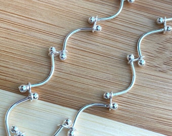 Sterling Silver Link Bracelet Women, Silver Chain Bracelet, Adjustable Bracelet, Beach Bracelet, Layered Bracelet, Birthday Gift for Mom