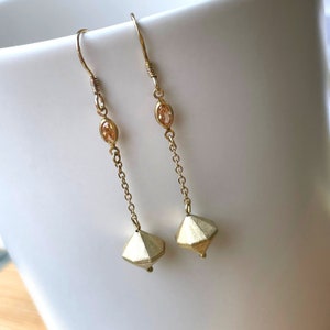 Gold Dangle Earrings, Long Chain Earrings, Gold Vermeil Earrings Dangle, Minimalist Earrings, Birthday Gift, for Best Friend, Party Earrings