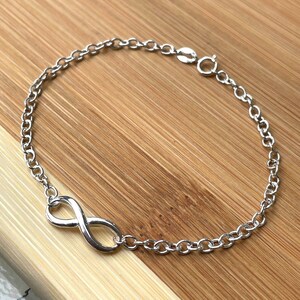 Silver Infinity Bracelet, Dainty Bracelet, Her Minimalist Bracelet, Stackable Bracelet, Bridesmaid Bracelet 7.5 inches, Friendship Bracelet