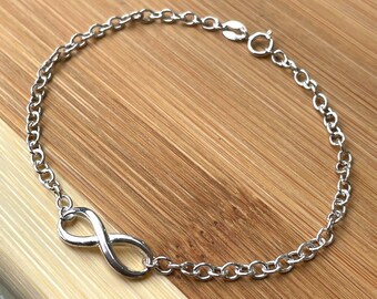 Silver Infinity Bracelet, Dainty Bracelet, Her Minimalist Bracelet, Stackable Bracelet, Bridesmaid Bracelet 7.5 inches, Friendship Bracelet