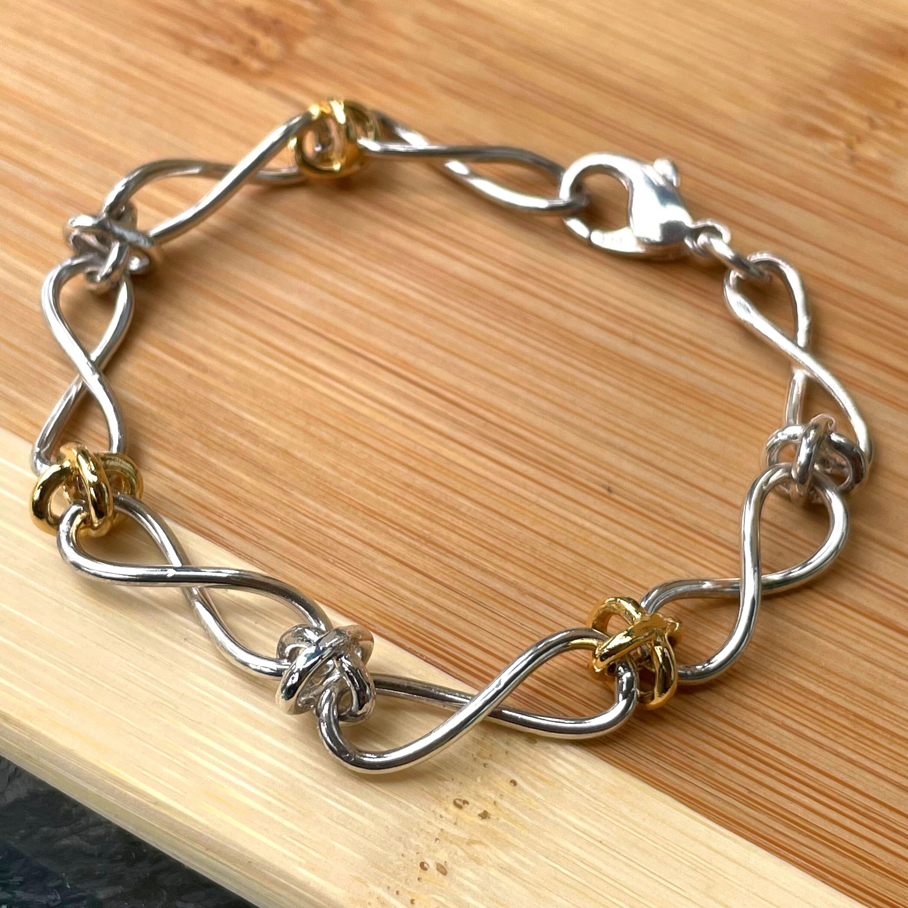 ブレスレット TATIANA Silver 925 Mix Chain Bracelet BR2188 Macramé Signature Gear Bracelet in Sterling Silver & Black