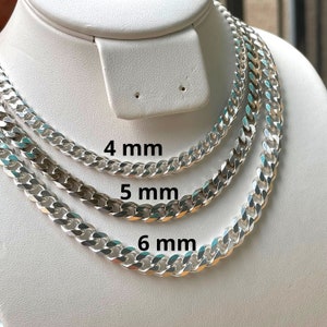 Men's Curb Chain, SOLID 925 Sterling Silver Chain Necklace, Curb Link Chain, Cuban Necklace, For Women, Thick Chain, For Husband 3mm to 6mm