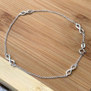 Infinity Anklet, Sterling Silver Ankle Bracelet for Women, Dainty Anklet, Summer Anklet, Christmas Gift, Layered Anklet, Minimalist Anklet