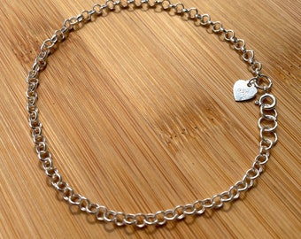 Sterling Silver Chain Anklet, Anklet Bracelet for Women Silver, Solid Silver Anklet 10 Inches, Layered Ankle Bracelet, Dainty Anklet for Mom