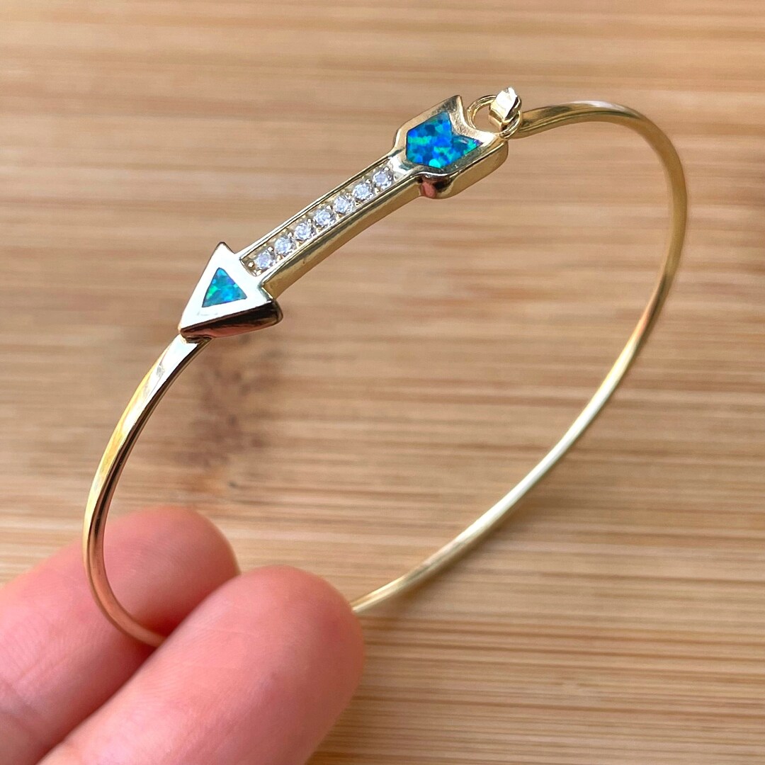 Arrow Bangle Bracelet Gold Sterling Silver Arrow Bracelet Etsy