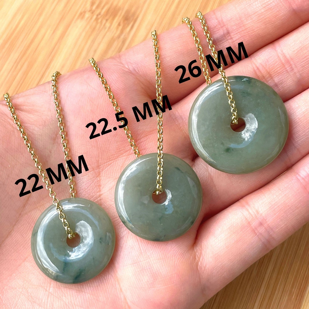 Green Jade Pendant Necklace, Gold Jade Charm, Jade Lucky Charm, Gold