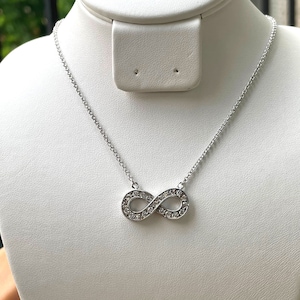 Sterling Silver Infinity Necklace, CZ Infinity Necklace for Women, Layered Necklace, Infinity Jewel, Infinity Love Necklace, Valentine Gift
