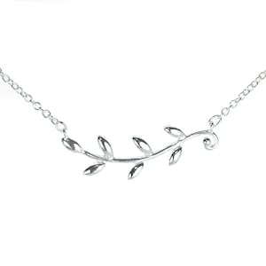 Silver Branch Necklace, Olive Branch Necklace, Leaf Necklace for Women, Minimalist Necklace, Dainty Necklace, Bridesmaid Jewelry, Birthday