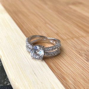 Split Shank Engagement Ring, Size 6 Sterling Silver Engagement Ring, 2 Carat CZ Promise Ring, Round Cut Bridal Ring, Eternity Band Gift