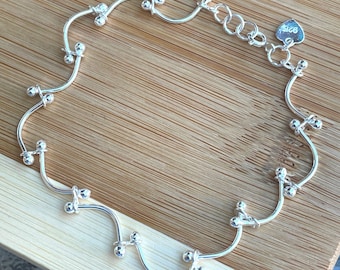 Sterling Silver Ankle Bracelet for Women, Silver Chain Anklet, Adjustable Anklet, Beach Anklet, Layered Anklet, Foot Jewelry, Gift for Mom