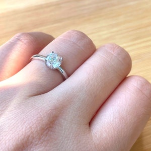 Size 6 Engagement Ring, Sterling Silver Ring, CZ Ring, Solitaire Diamond Ring, 6mm, 1 carat Promise Ring, Wedding Ring, Anniversary Gift