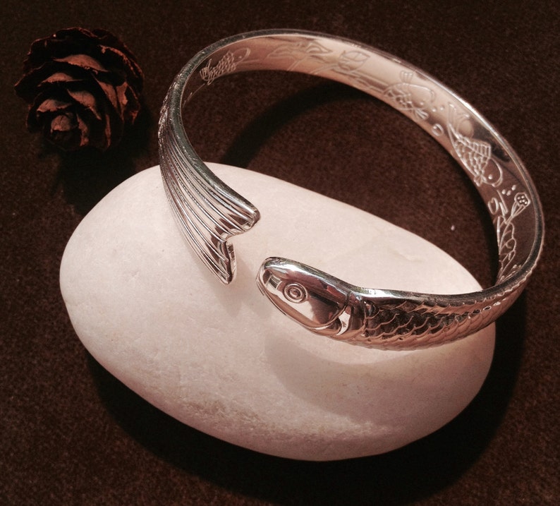 925 Sterling Silver OpenEnded Adjustable Fish Bangle Bracelet Etsy