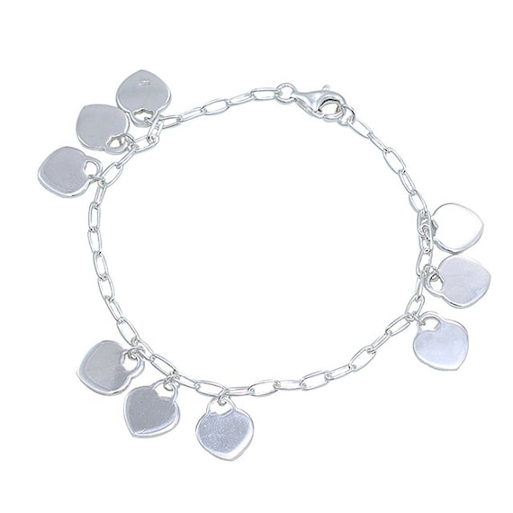 .925 Sterling Silver Double Heart with CZ Bracelet 7.25 inches .925 Sterling Silver Double Heart with CZ Bracelet 7.25 inches
