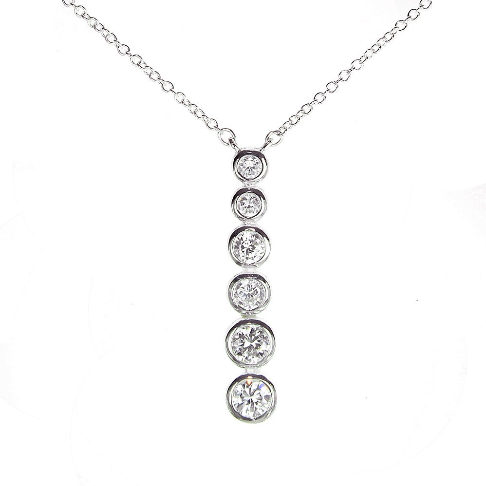 Cascade Necklace Sterling Silver, CZ Drop Necklace, CZ Dangle Jewelry, Y Necklace, Bridal Necklace, Bridesmaid Necklace, Unique Gift for Mom