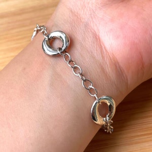 Sterling Silver Station Bracelet for Women, O Initial Jewelry, Chain Bracelet, Layered Bracelet, Toggle Bracelet, Unique Gift, Birthday Gift
