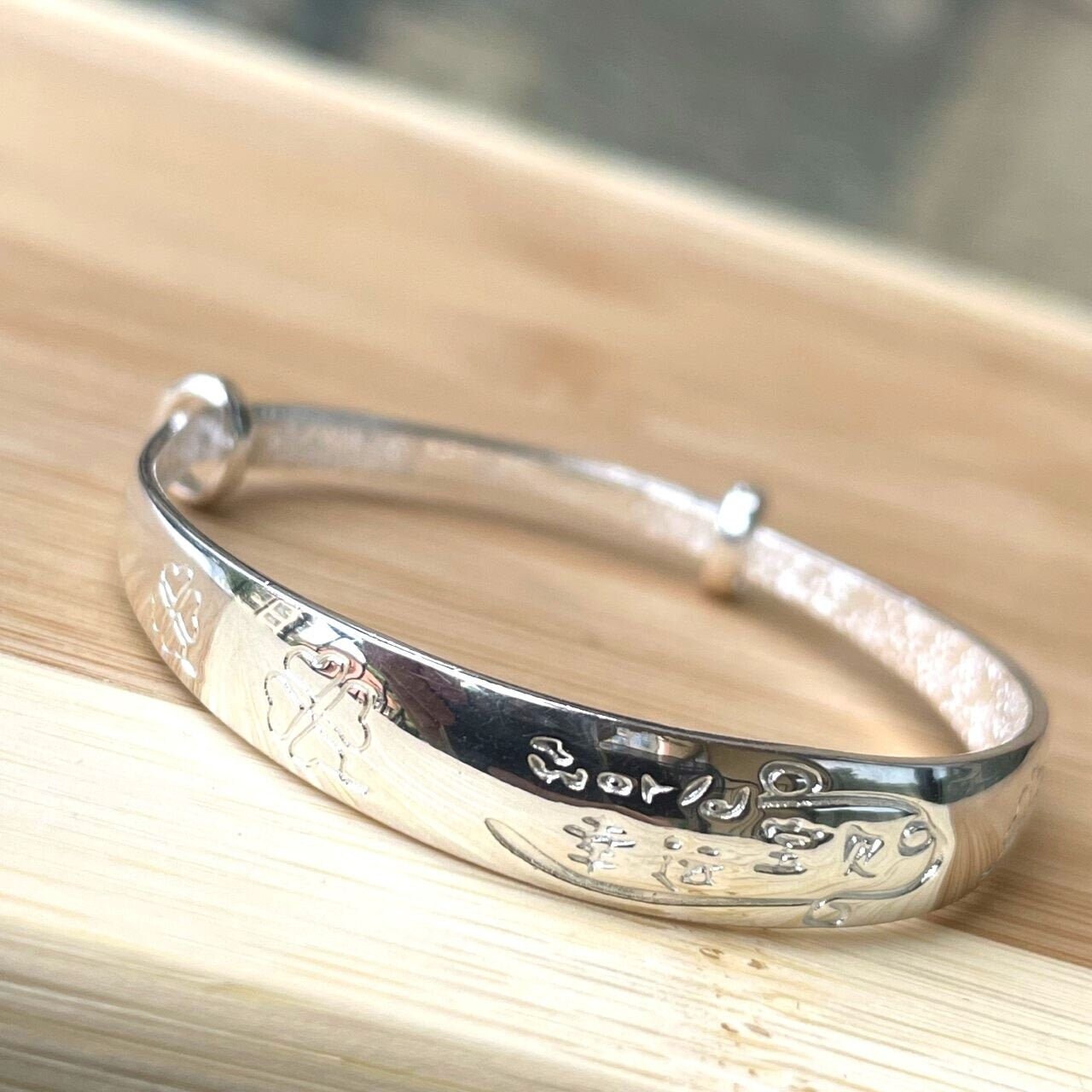 999 Sterling Silver Bangle Adjustable Baby Bracelet Simple Fashion 999 Sterling Silver Bangle Adjustable Baby Bracelet Simple Fashion