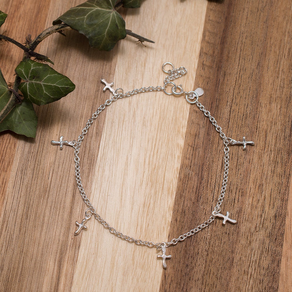 Sterling Silver Cross Anklet Cross Ankle Bracelet for Women Etsy UK