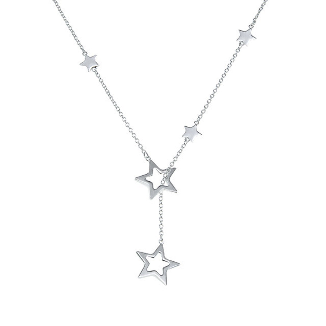 925 Silver Star Lariat Necklace 16 inches Sterling Silver Etsy