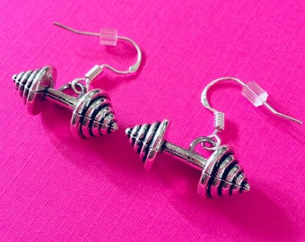 BARBELL EARRINGS, Bodybuilding Earrings, Weight Lifting Jewelry, Fitness Jewelry, Dumbbell Earrings, Fitness Earrings, Personal Trainer