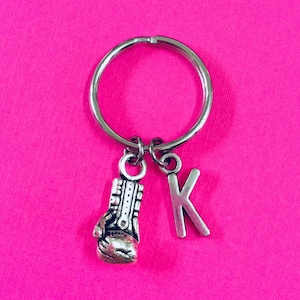 BOXING GLOVE KEYCHAIN, Boxing Keychain, Kickboxing Keychain, Fitness Key Ring, Initial Keychain, Gym Personal Trainer or Coach Gift