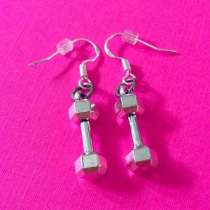 DUMBBELL EARRINGS, Bodybuilding Earrings, Weight Lifting Jewelry, Fitness Jewelry, Dumbbell Jewelry, Fitness Earrings, Personal Trainer