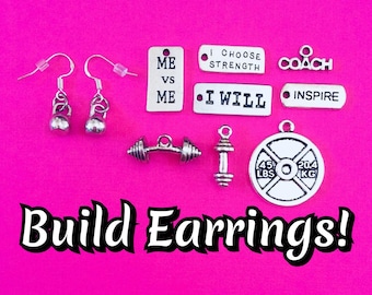 CUSTOM BODYBUILDING OHRRINGE, Gewichtheben Schmuck, Fitness Schmuck, Hantel Ohrringe, Kettlebell Ohrringe, Hantel Ohrringe