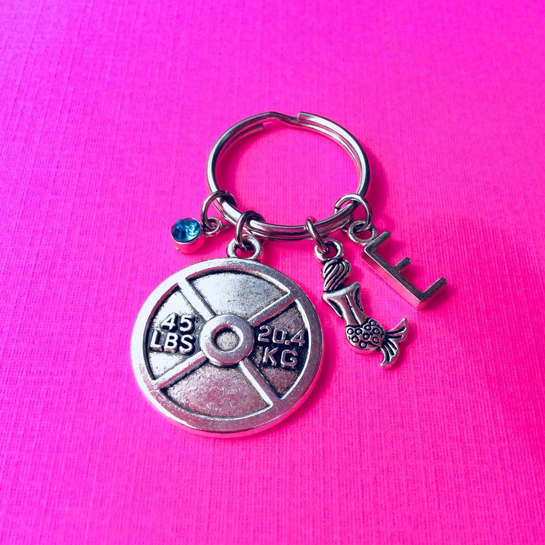 MERMAID INITIAL KEYCHAIN, Bodybuilding Keychain, Weight Lifting ...