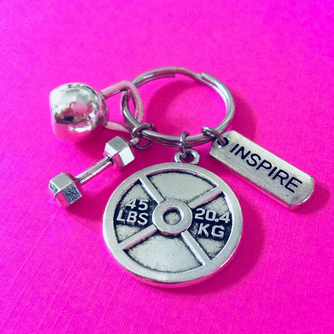 INSPIRE KEYCHAIN, Bodybuilding Keychain, Weight Lifting Keychain
